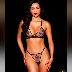 HONEY BIRDETTE  VIPER BRA & BOTTOM LINGERIE SET BRA L BOTTOM XS NWT 2 Items